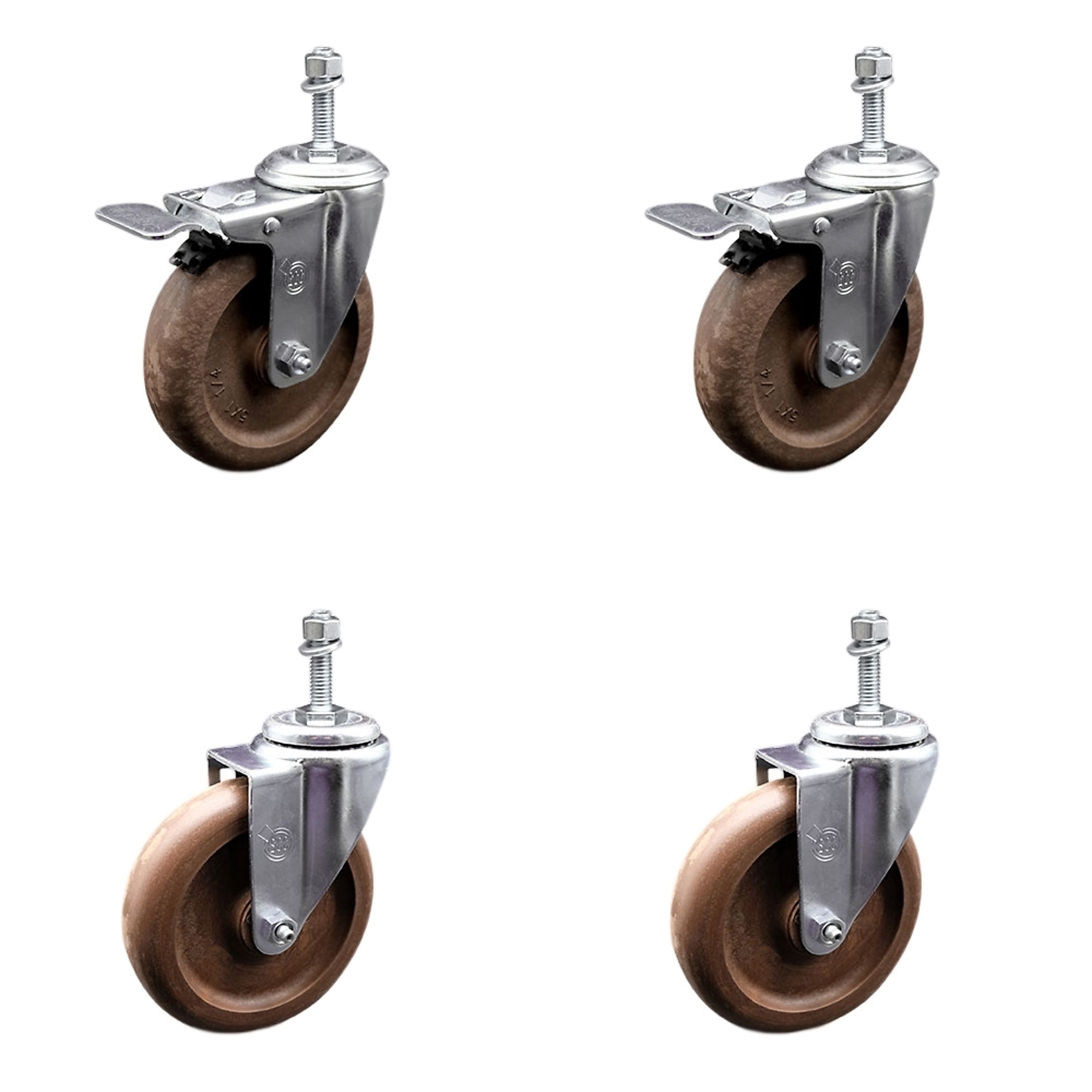 Service Caster, 5in. x 1 1/4in. Stem Casters, Wheel Diameter 5 in, Caster Type Swivel, Package (qty.) 4, Model# SCC-TSTTL20S514-GFNSHT-M1015-2-S-2